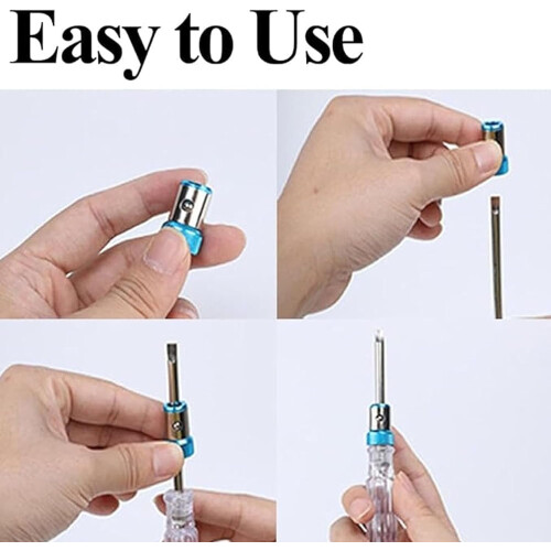 Universal Magnetizer/Demagnetizer Tool Set for 1/4" (6.35mm) Screwdriver Bits, Magnetic Ring, Red, 3pcs 1