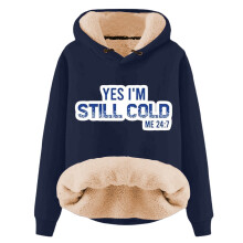 Dames warme hoodie met capuchon, 'YES I'm Cold ME247Print', knusse wintertrui, casual top met lange mouwen, grappige sweatshirts
