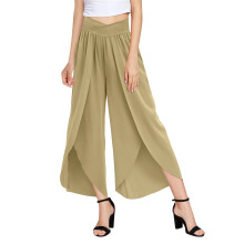 Dámské široké kalhoty, Dámské culottes s vysokým pasem, Palazzo kalhoty, Kalhoty na jógu, Hippie, Boho, Plážové, Plus Size, Zlaté