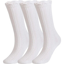 Mädchen-Schulsocken mit Rüschen, strukturierte Baumwolle, 3 Paar