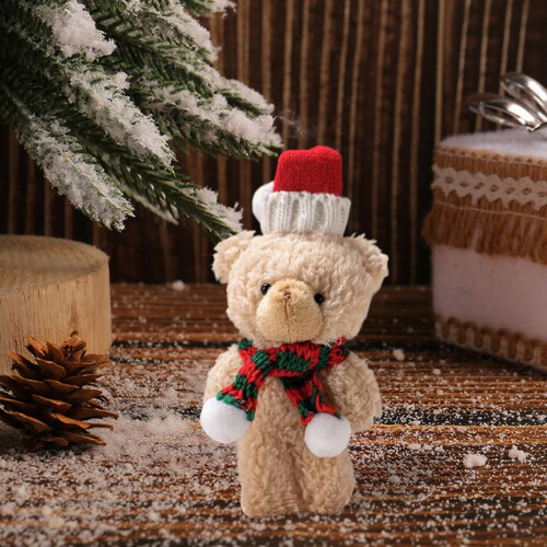 Brown Plush Christmas Bear Ornament 16cm 1