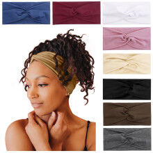 Boho-Turban-Stirnbänder für Damen – Rutschfeste, dehnbare, dicke und modische einfarbige Kopftücher für kurzes Haar