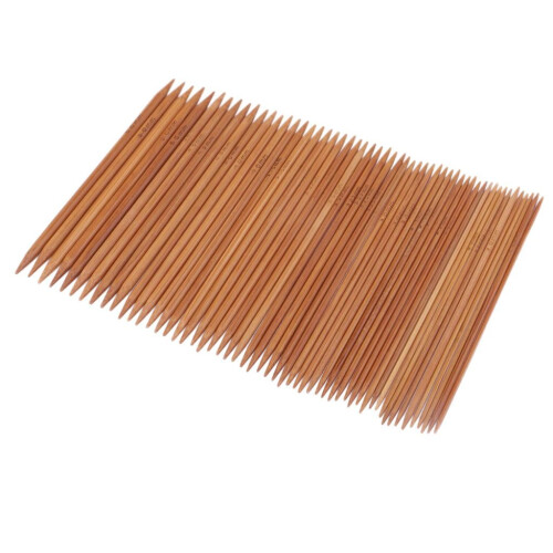 55 Pieces 11 Sizes 13cm Double Pointed Carbonized Smooth Bamboo Knitting Needles 1