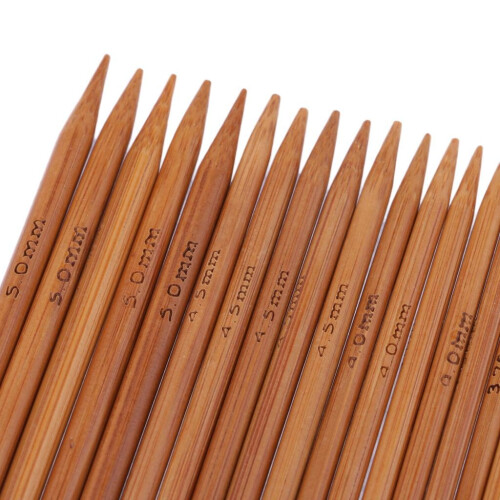 55 Pieces 11 Sizes 13cm Double Pointed Carbonized Smooth Bamboo Knitting Needles 2