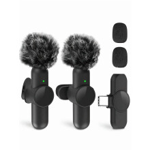 HITOZON Trådlös Lavaliermikrofon För Telefon, Trådlös Mikrofon Plug-Play, Kavajmikrofon För Videoinspelning, Undervisning, Intervjuer,