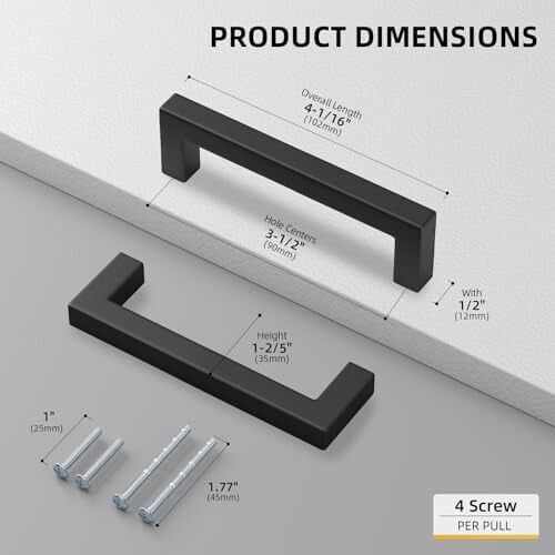Black Stainless Steel Cabinet Pulls 3.5in 2-Pack 1