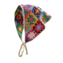 Gehäkeltes Bandana, Kopftuch, gestrickter Haarschal, Boho-Vintage-Stirnband, dreieckiges Haargummi, handgefertigtes florales Haarband