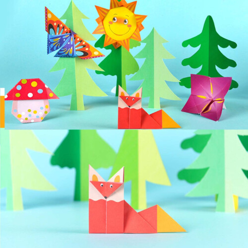 Κιτ Χαρτιού Origami για Παιδιά – 57 Φύλλα, Μοναδικά Σχέδια + Οδηγίες, Σετ Κατασκευών DIY, 2