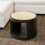 Almofada de assento circular bege com borda quadrada para uso interno. 4