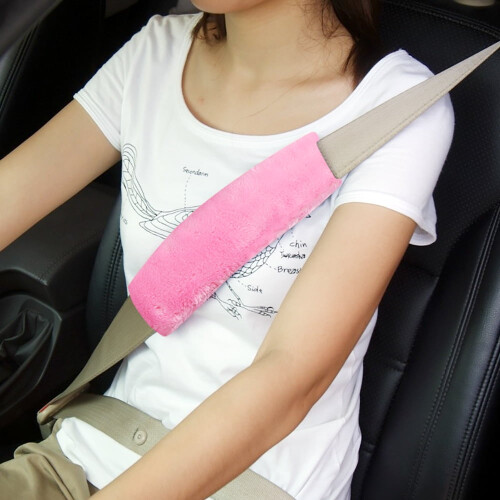 Soft Plush Black Shoulder Seat Belt Pads, 2 Pieces 1