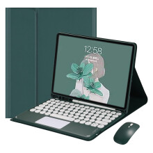 Touch Keyboard Mouse Case for Samsung Galaxy Tab S8 Ultra 14.6" (2022), Detachable, Black, with Touchpad & Cute Round Keys