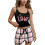 Γυναικείο Σετ Πιτζάμας Cute2Piece με Γραφικά Cami, Κοντά Μπλούζα, Νυχτικά, Σορτς, Σετ 1