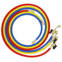 1.6M Refrigerant A/C Charging Hoses with  Valves HVAC 1/4In SAE Fit for R134A R12 Coolant Adding and Air Condition