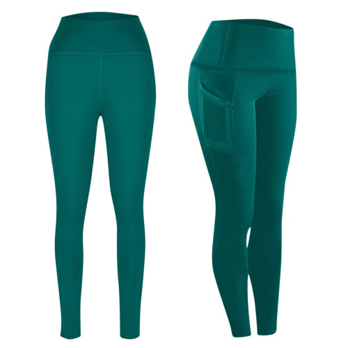 Damen-Yogahose, einfarbig, hoher Bund, elastische Leggings 1