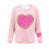 Felpa da donna a coste con scollo rotondo e cuore per San Valentino, lunga 4