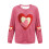 Felpa da donna a coste con scollo rotondo e cuore per San Valentino, lunga 4