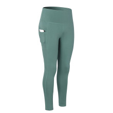 QLEICOM Dame Højtaljede Yogabukser med Lommer, Hudvenlige Nude Capri Leggings, Hofteløftende & Mavekontrol, Mintgrøn XXL