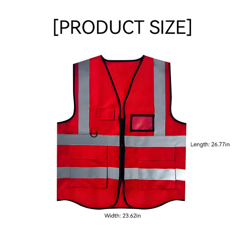 Red Reflective Safety Vest for Men Size L 1