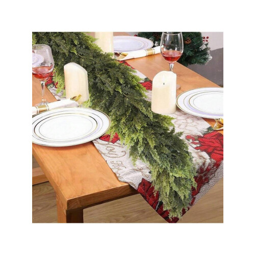 Faux Cedar Garland with Realistic Green Leaves 2