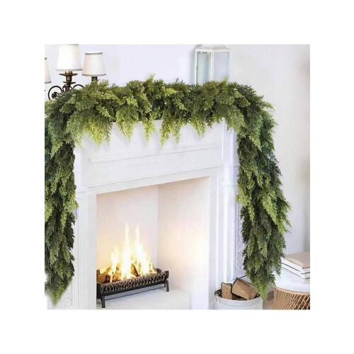 Faux Cedar Garland with Realistic Green Leaves 1