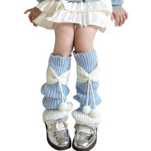 Kids Knit Leg Warmers Knitted Winter Loose Knee High Leg Bow Cute Thermal Warmers Girls,40CM