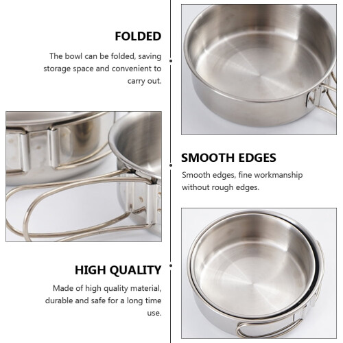 Worgeous Stainless Steel Folding Bowl Camping Tableware Serving Utensils 1