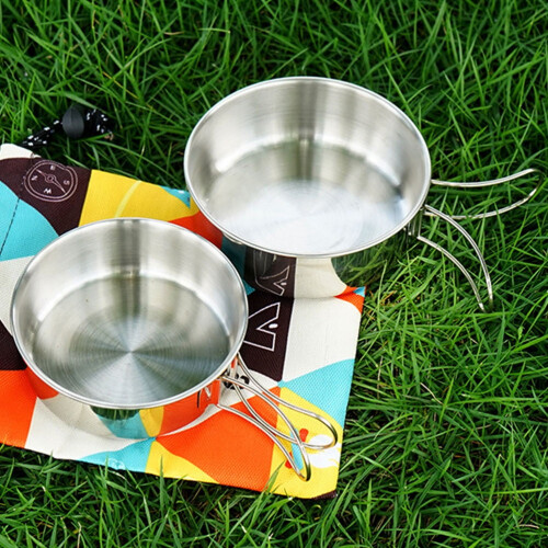 Worgeous Stainless Steel Folding Bowl Camping Tableware Serving Utensils 2