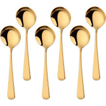 6 Pack Stainless Steel Soup Spoons, Round Tablespoon Dessert Spoon, 6.3 Inch Stainless Steel Spoons For Porridge Fruit Yogurt