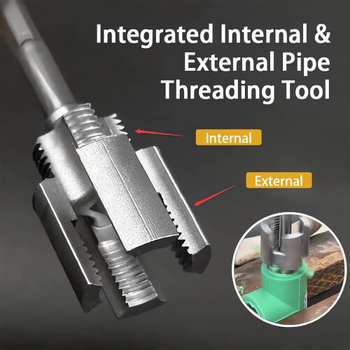 2-in-1 Internal & External Pipe Threading Tool for 1/2", 3/4", 1" NPT, Compatible with Electric Drill, for PVC/PPR Pipes 1