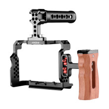 Andoer Camera Cage Kit, Video Rig Handle, Wooden Grip Replacement for A7R III/ A7 II/ A7III, Perfect for Vlogging and Filmmaking