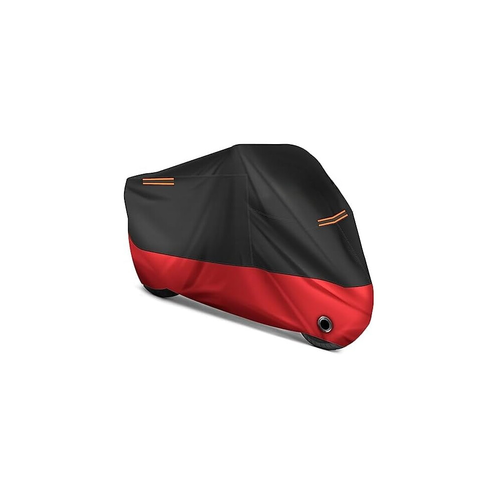 Waterproof Motorcycle Cover Â All-Season Dust, Sun, Rain & Night Reflective Protection With Lock Holes, Storage Bag; Fits Up To 96.5" Bikes; 9426043715779