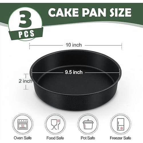 3-Piece 7-inch Round Non-Stick Cake Pans, 2-inch Deep 1