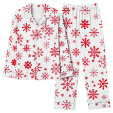Vrolijke kerstpyjama, 2-delige pyjamaset met V-hals en zakje, zachte nachtkleding, feestelijke loungewear voor dames, maat S-2XL