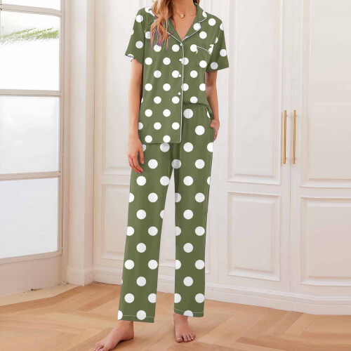 Dampyjamasset i bomull med kort ärm, tryck, 2 delar 1