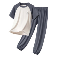 Ediodpoh Kids Modal Sleepwear Set for Boys 9-10Y, Soft Breathable Two-Piece Pajamas, Grey – Compatible with Kids' Sleep & Loungewear