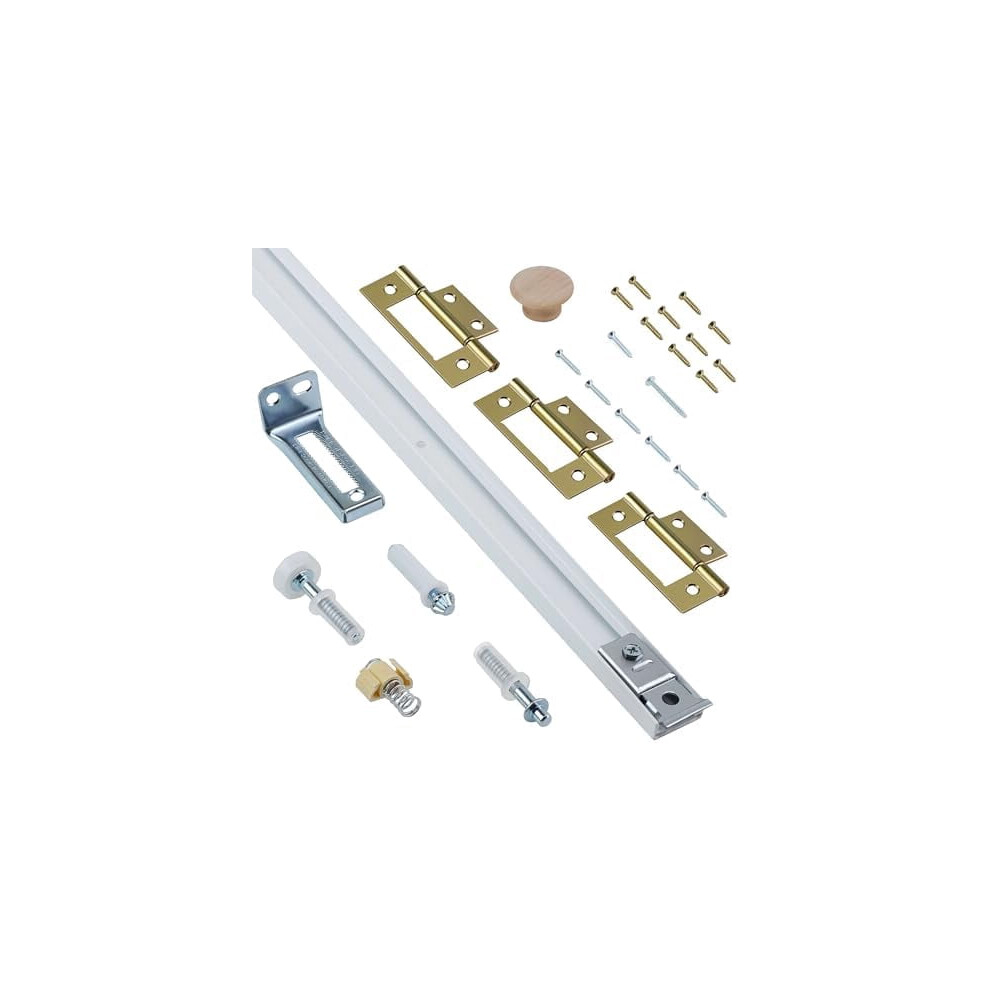 Bifold Door Hardware Kit, 30-Inch Bi-Fold Closet Door Track Kit Bifold Closet Door Hardware Kit Folding Door Hardware Repair Replacement Tool Kit 9426043718404