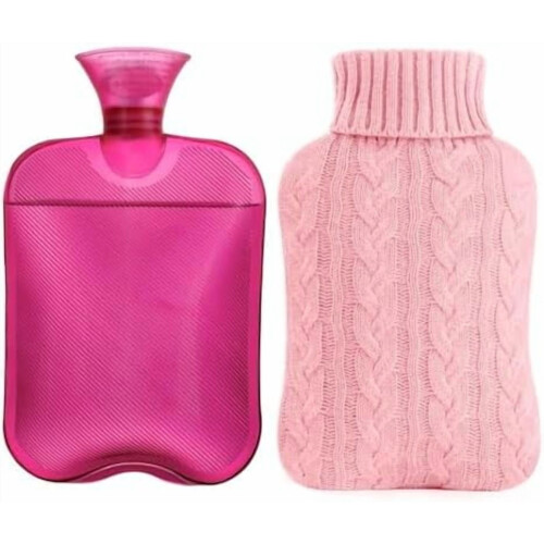 2-Liter-Wärmflasche mit gestricktem Bezug