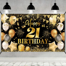 Banner cu frânghie pentru a 21-a aniversare – Design auriu mare