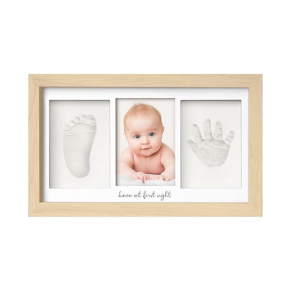 Baby Hand and Footprint Kit - Clay Handprint Keepsake Frame, Newborn Nursery Picture Frame, Personalized New Mom Gifts for Baby Shower & Registry