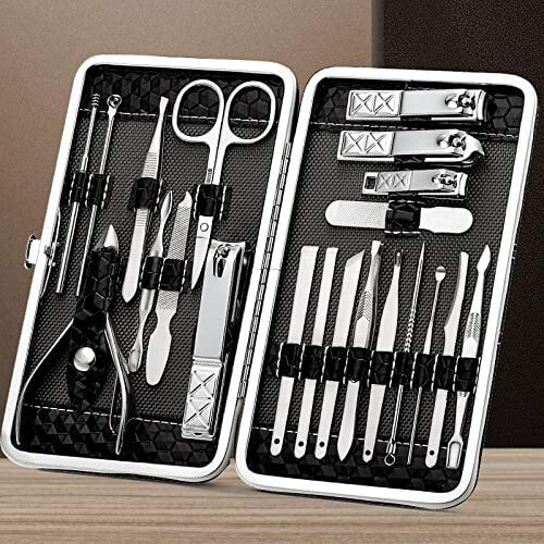 Kit de manicure e pedicure em aço inoxidável com 21 peças 2