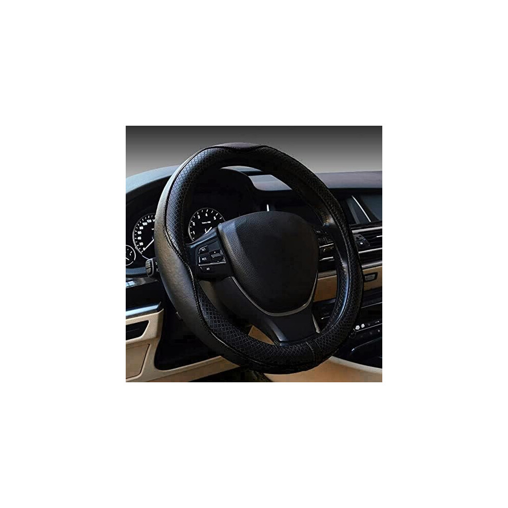 Car Steering Wheel Cover, Anti-Slip, Safety, Soft, Breathable, Heavy Duty, Thick, Full Surround, Sports Style (Black) Black 9426043795603