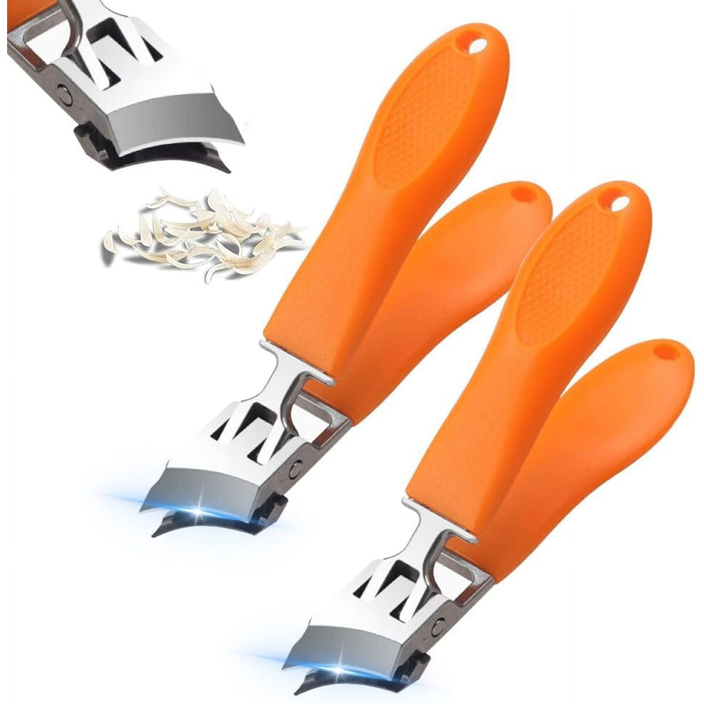 Wide-Jaw Toenail Clippers for Thick Nails â Heavy-Duty Stainless Steel, Anti-Splash, Slanted; compatible with Sharp Fingernail/Toenail Trimmers