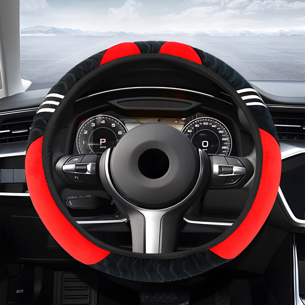 Car Steering Wheel Cover Stretch Without Inner Circle Plush Steering Wheel Cover Four Seasons Universal Steering Wheel Cover Red 9426043795696