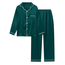 Leuke damespyjama voor de herfst, satijnen pyjamaset met lange mouwen, comfortabele loungewear