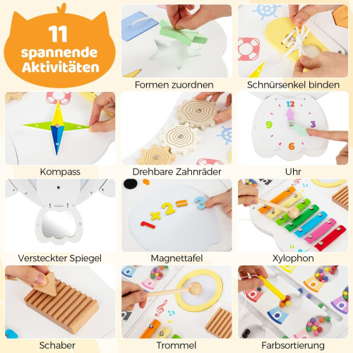 Tableau d'activités Montessori mural - Centre d'activités 11 en 1 2