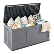 300-Liter-Gartenbox, HDPE, abschließbarer Deckel, Grau