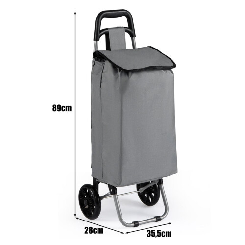 Carrito de compra plegable con bolsa impermeable de 35 l, gris 1
