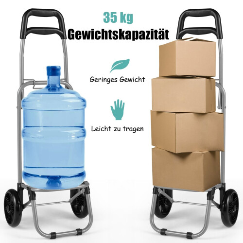 Carrito de compra plegable con bolsa impermeable de 35 l, gris 2