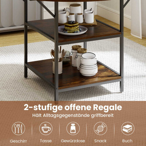 Runder Esstisch, 120 cm, 4-6 Sitzplätze, 2-stufiges Regal 2