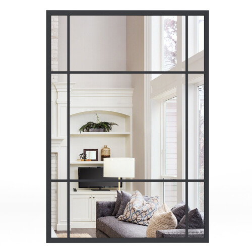 Espejo de pared rectangular, marco de metal, 100 x 70 cm